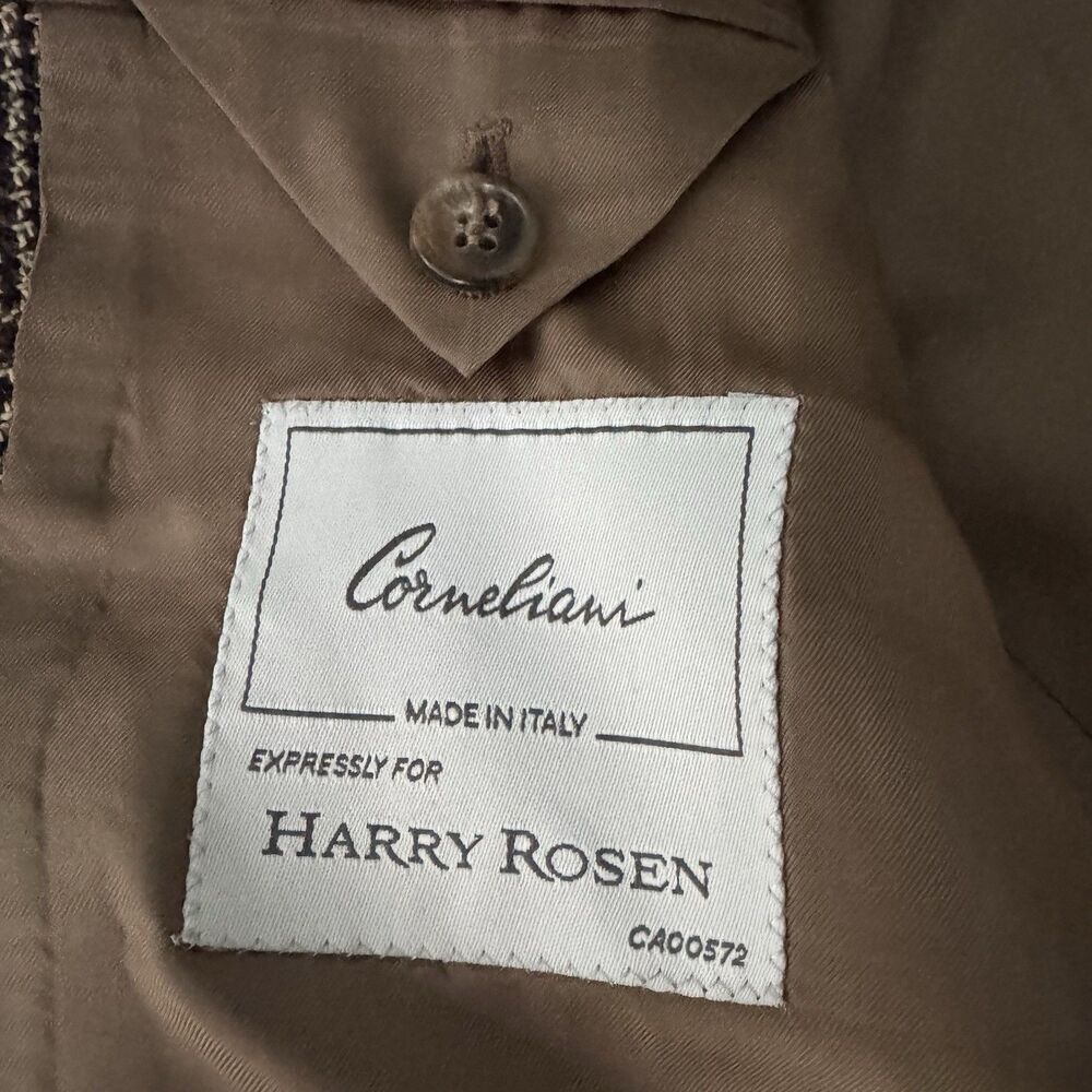 Corneliani Harry Rosen Blazer Men 38R/ 48IT Brown Glen Plaid Wool Cupro Italy - Picture 10 of 16
